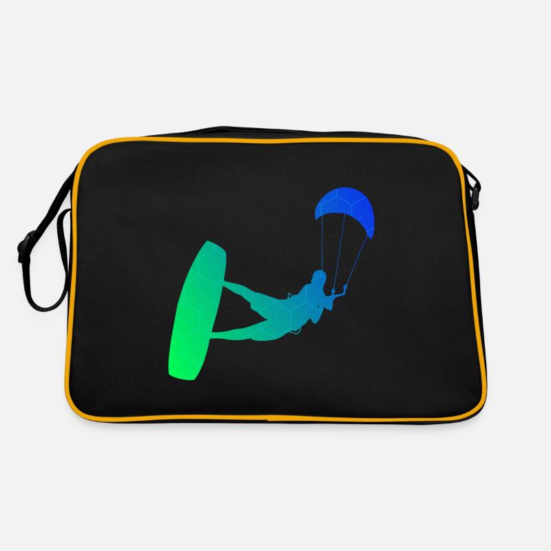 Kitesurfer Kitesurf Kiten Kitesurfen Damen - Retro Tasche - Schwarz/Gold