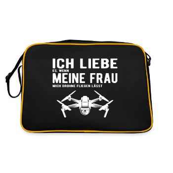 Ich Liebe meine Frau Drohne Fliegen lässt - Retro Tasche - Schwarz/Gold - Hinten
