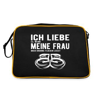Ich Liebe meine Frau Drohne Fliegen lässt - Retro Tasche - Schwarz/Gold - Hinten