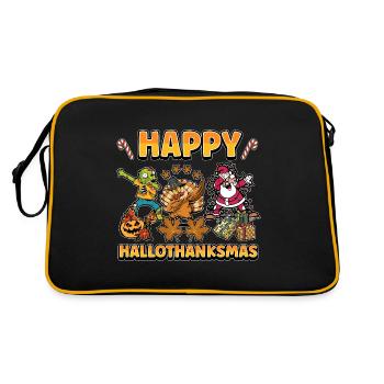 Hallothanksmas Halloween Noël Thanksgiving - Sac Retro - noir/or - Dos