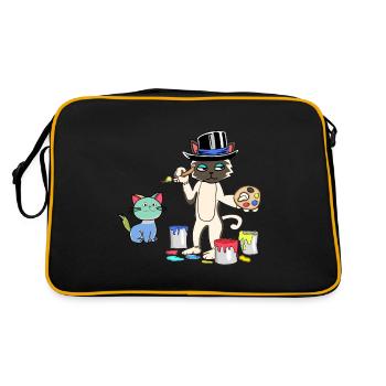 Chat Peintre Maître Artiste Académie d’Art - Sac Retro - noir/or - Dos