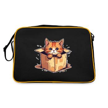 Cat sits in cardboard package funny humor typical - Retro Bag - black/gold - Back