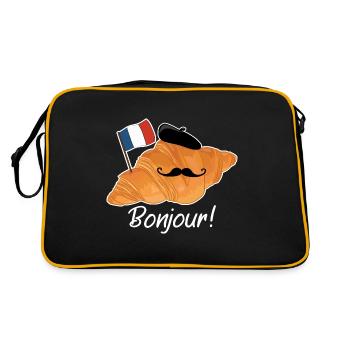 Bonjour Croissant - Drôle de cuisine française - Sac Retro - noir/or - Dos