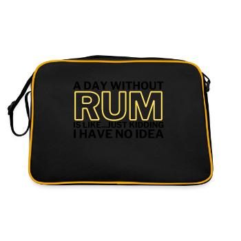 Rum Funny A Day Without Rum - Retro Tasche - Schwarz/Gold - Hinten
