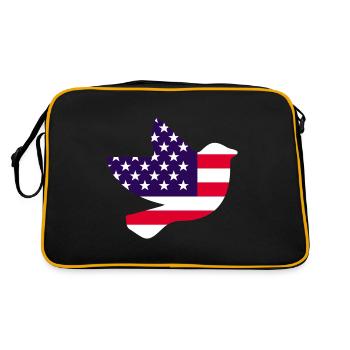 US Amerika Flagge Taube Design für Taubenliebhaber - Retro Tasche - Schwarz/Gold - Hinten
