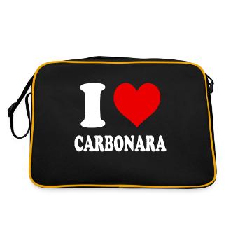 I Love Carbonara Heart Funny Witty - Retro Bag - black/gold - Back