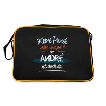 André - Keine Panik. Alles wird gut - Retro Tasche - Schwarz/Gold - Hinten