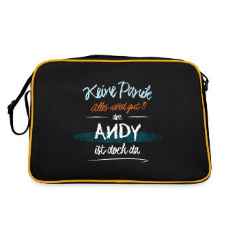 Andy - Keine Panik. Alles wird gut - Retro Tasche - Schwarz/Gold - Hinten