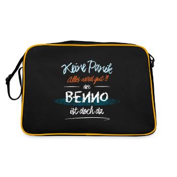 Benno - Keine Panik. Alles wird gut - Retro Tasche - Schwarz/Gold - Hinten