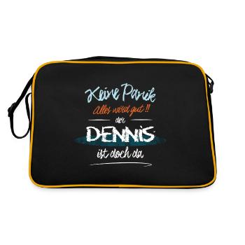 Dennis - Keine Panik. Alles wird gut - Retro Tasche - Schwarz/Gold - Hinten