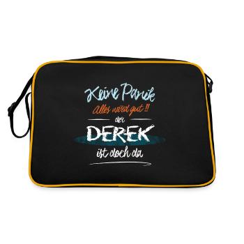 Derek - Keine Panik. Alles wird gut - Retro Tasche - Schwarz/Gold - Hinten