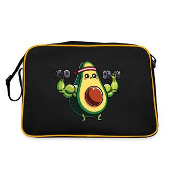 Avocado Gewichtheber Bodybuilder - Retro Tasche - Schwarz/Gold - Hinten