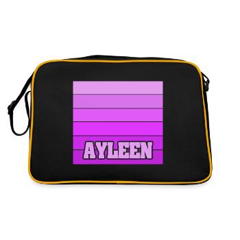 Ayleen als Mädchenname - Retro Tasche - Schwarz/Gold - Hinten