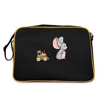 Souris avec locomotive en bois - Sac Retro - noir/or - Dos