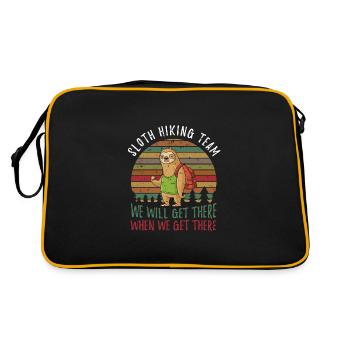 Sloth Hiking Team Faultier Wandern Geschenk-Idee - Retro Tasche - Schwarz/Gold - Hinten