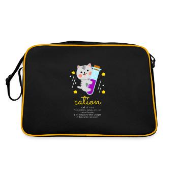 Cation Cation Cats Word Game Chemistry Physics Nerd - Retro Bag - black/gold - Back