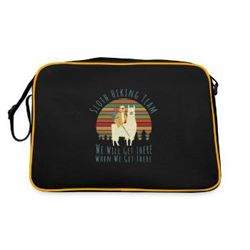 Sloth Hiking Team Faultier Wandern Wanderlust Lama - Retro Tasche - Schwarz/Gold - Hinten