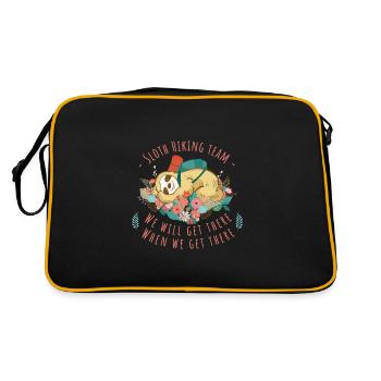 Sloth Hiking Team Faultier Wandern Wanderlust - Retro Tasche - Schwarz/Gold - Hinten