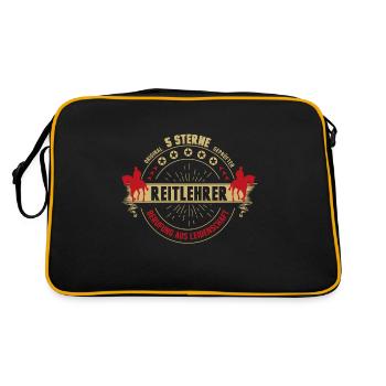 Reitlehrer Reiten Pferd Lustig Geschenk Geburtstag - Retro Tasche - Schwarz/Gold - Hinten