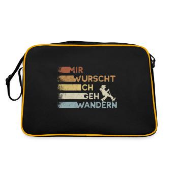 Retro Mir wurscht ich geh wandern cooler Wanderer - Retro Tasche - Schwarz/Gold - Hinten
