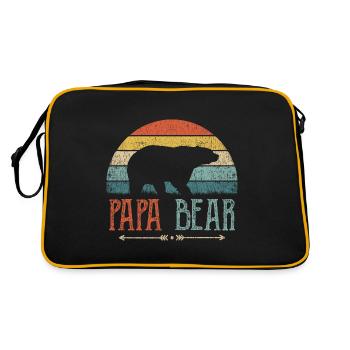 Papa ours père homme cadeau parents couples messieurs - Sac Retro - noir/or - Dos