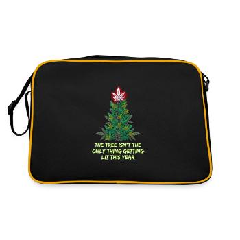 Christmas Tree Weed Cannabis Marijuana Hemp - Retro Bag - black/gold - Back