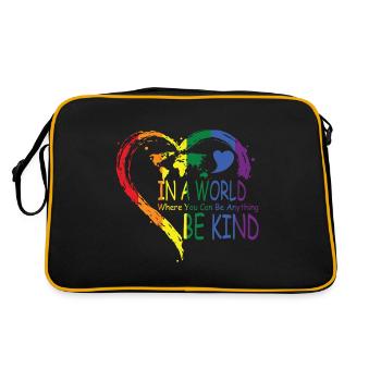 In einer Welt, in der du alles sein kannst, sei freundlich - Retro Tasche - Schwarz/Gold - Hinten