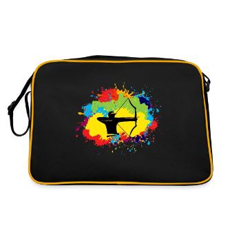 Bogenschießen lustige Sprüche Bogen Pfeil Bogen Bogen Bogen Geschenk - Retro Tasche - Schwarz/Gold - Hinten