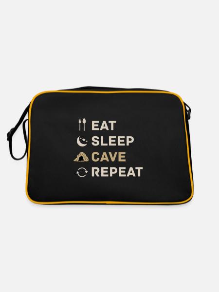 Caving Spelunking Cave Explorer Spelunker Gift - Retro Bag - black/gold - Back