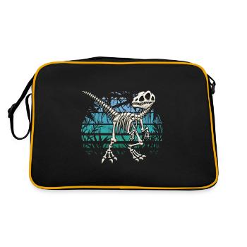 Skeleton Raptor Velociraptor Blue Jungle Dino - Retro Bag - black/gold - Back