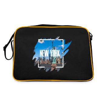 USA New York Shirt / Poster - Retro Tasche - Schwarz/Gold - Hinten