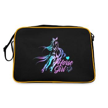 Reiten Pferd Pferdesport Reiterhof Dressurreiten - Retro Tasche - Schwarz/Gold - Hinten