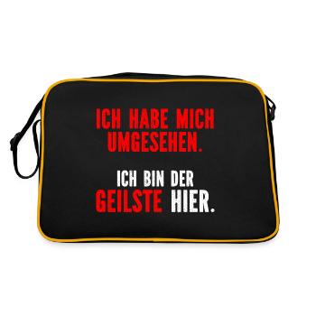 Herren Ich habe mich umgesehen Ich bin der geilste - Retro Tasche - Schwarz/Gold - Hinten