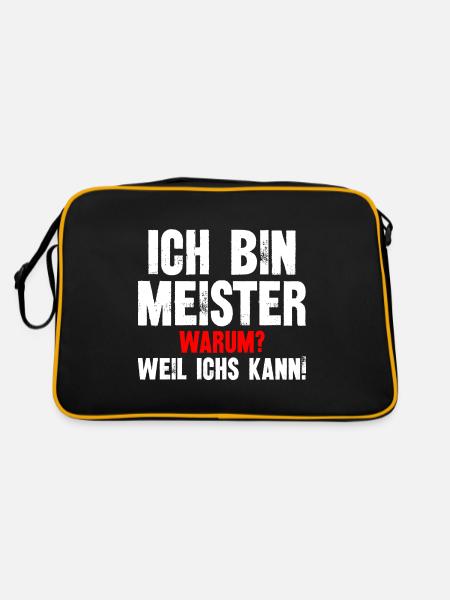 Ich Bin Meister Warum Weil Ichs Kann - Retro Tasche - Schwarz/Gold - Hinten