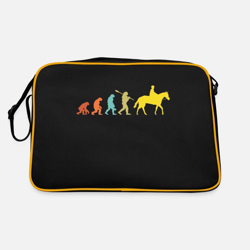 Vintage Evolution Pferd Reiter Geschenk - Retro Tasche - Schwarz/Gold