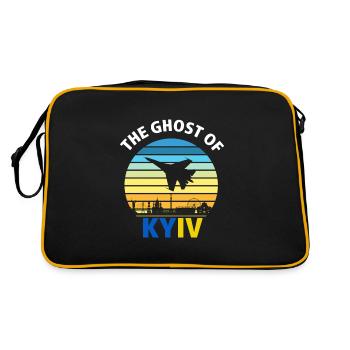 I Stand With Ukraine , The Ghost of Kyiv - Retro Tasche - Schwarz/Gold - Hinten