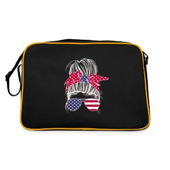 Messy Bun États-Unis - Sac Retro - noir/or - Dos