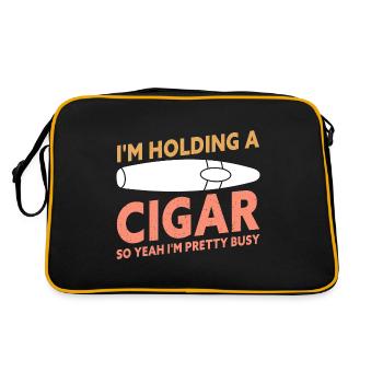 I'm Holding A Cigar Funny Cigar Smoking - Retro Tasche - Schwarz/Gold - Hinten