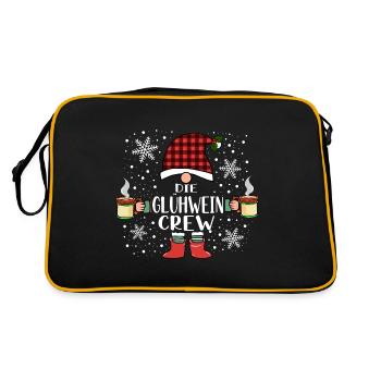Glühwein Crew Weihnachtsmarkt Geschenk - Retro Tasche - Schwarz/Gold - Hinten