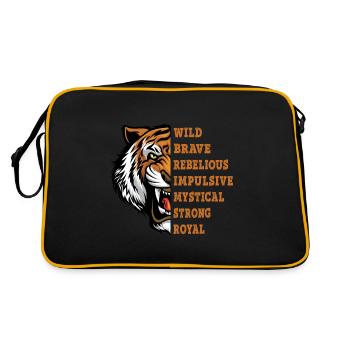Tigre Animal Prédateur Sauvage Brave Rebelle Fort - Sac Retro - noir/or - Dos