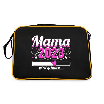 Mama 2023 Mutter werden in Schwangerschaft Baby - Retro Tasche - Schwarz/Gold - Hinten