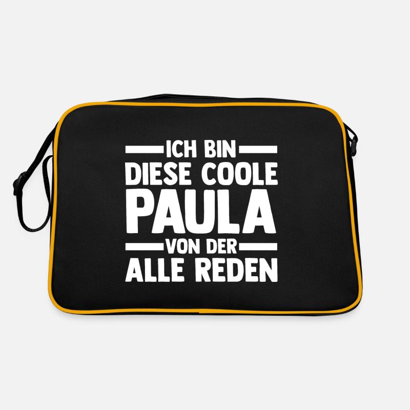 Name Paula - Retro Tasche - Schwarz/Gold