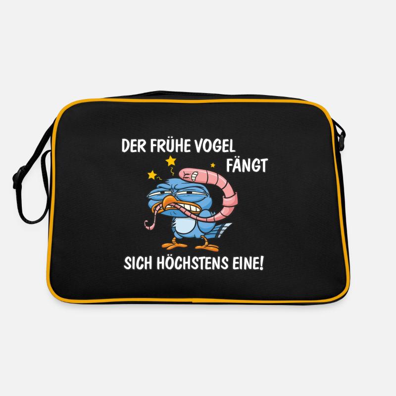 Der frühe Vogel fängt sich höchstens eine Retro Tasche