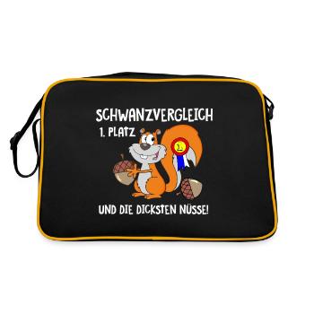Eichhörnchen Schwanzvergleich - Retro Tasche - Schwarz/Gold - Hinten