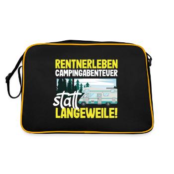 Rentnerleben - Campingabenteuer statt Langeweile - Retro Tasche - Schwarz/Gold - Hinten