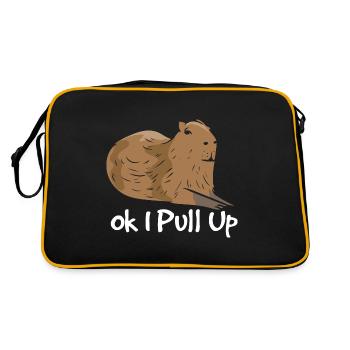 Ok ich ziehe hoch - Retro Tasche - Schwarz/Gold - Hinten