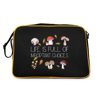 Pilzsammler Pilz Motiv für Pilzsucher - Retro Tasche - Schwarz/Gold - Hinten