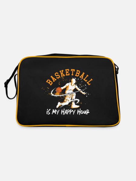 Basketball Spruch Motiv I Basketballer - Retro Tasche - Schwarz/Gold - Hinten