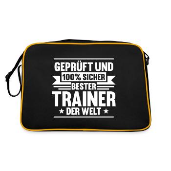 Bester Trainer Der Welt - Retro Tasche - Schwarz/Gold - Hinten