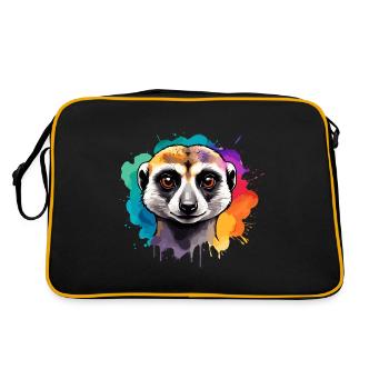 Meerkat in Watercolors, Savannah Color - Retro Bag - black/gold - Back